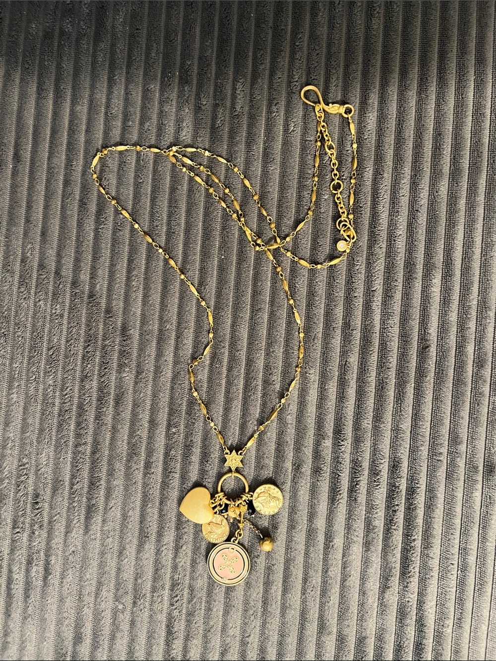 CAbi Gold Multi-Charm The Dressmaker Pendant Necklace